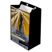 Standbeeld van Liberty Torch & US Navy Tweede Were Medium Cadeauzakje (Voorkant Gekanteld)