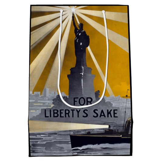 Standbeeld van Liberty Torch & US Navy Tweede Were Medium Cadeauzakje (Achterkant)