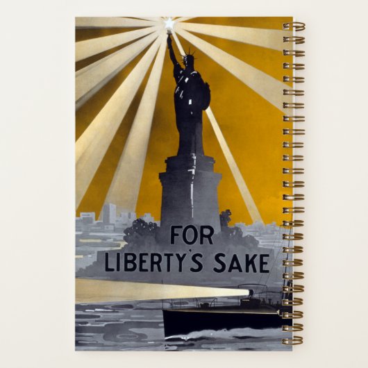 Standbeeld van Liberty Torch & US Navy Tweede Were Notitieboek (Achterkant)