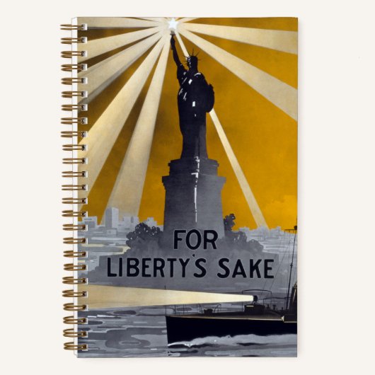 Standbeeld van Liberty Torch & US Navy Tweede Were Notitieboek (Voorkant)