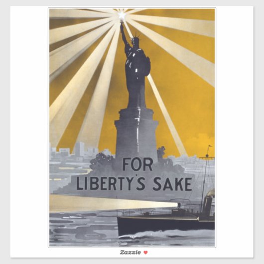 Standbeeld van Liberty Torch & US Navy Tweede Were Sticker (Vel)