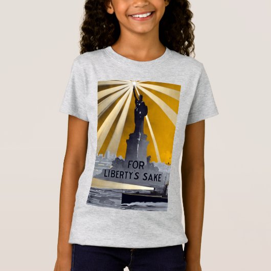 Standbeeld van Liberty Torch & US Navy Tweede Were T-shirt (Voorkant)