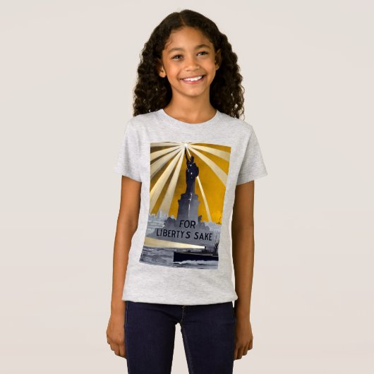 Standbeeld van Liberty Torch & US Navy Tweede Were T-shirt (Voorkant volledig)