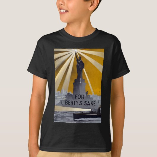 Standbeeld van Liberty Torch & US Navy Tweede Were T-shirt (Voorkant)