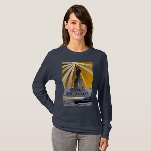 Standbeeld van Liberty Torch & US Navy Tweede Were T-shirt (Voorkant volledig)