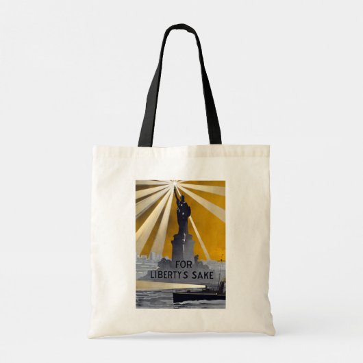 Standbeeld van Liberty Torch & US Navy Tweede Were Tote Bag (Achterkant)