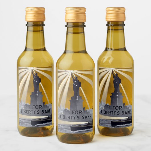 Standbeeld van Liberty Torch & US Navy Tweede Were Wijn Etiket (Flessen)