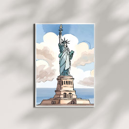 Standbeeld van Liberty | Waterverf Landmark Perfect Poster