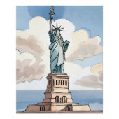 Standbeeld van Liberty | Waterverf Landmark Perfect Poster (Voorkant)