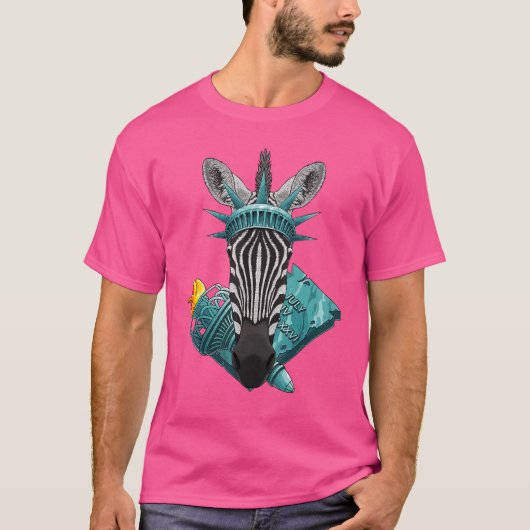 Standbeeld Van Liberty Zebra 4e Juli Dier VS Ameri T-shirt (Voorkant)