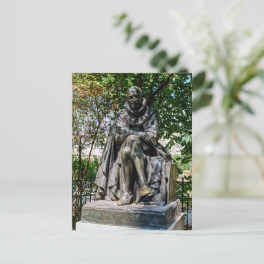 Standbeeld van Montaigne op het Paul Painleve-plei Briefkaart (Staand voorkant)