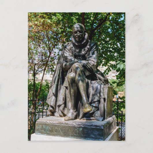 Standbeeld van Montaigne op het Paul Painleve-plei Briefkaart (Voorkant)