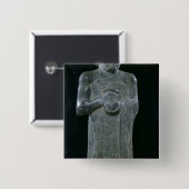 standbeeld van prins Gudea, c.2150 BC Vierkante Button 5,1 Cm (Voorkant /achterkant)