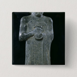 standbeeld van prins Gudea, c.2150 BC Vierkante Button 5,1 Cm