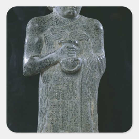 standbeeld van prins Gudea, c.2150 BC Vierkante Sticker (Voorkant)