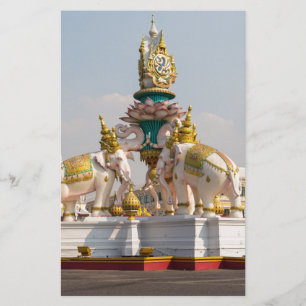 Standbeeld van roze olifanten Bangkok Thailand Briefpapier
