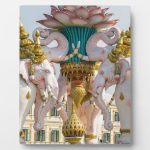 Standbeeld van roze olifanten Bangkok Thailand Fotoplaat