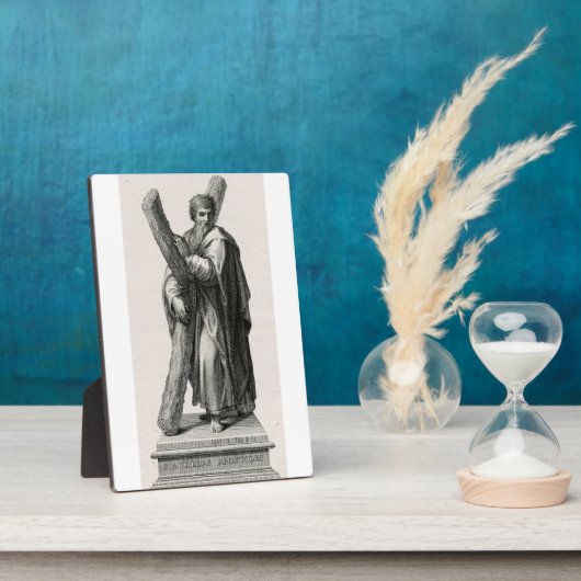 Standbeeld van Sint-Andreas Apostel met kruis Fotoplaat (Zijkant)