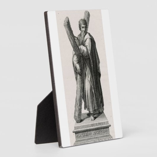 Standbeeld van Sint-Andreas Apostel met kruis Fotoplaat (Zijkant)