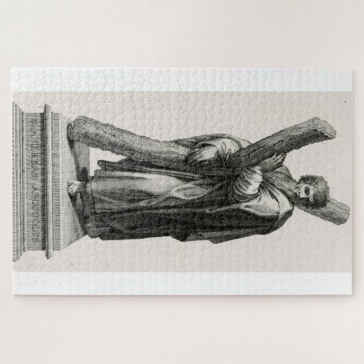 Standbeeld van Sint-Andreas Apostel met kruis Legpuzzel (Horizontaal)