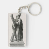 Standbeeld van Sint-Andreas Apostel met kruis Sleutelhanger (achterkant)