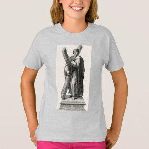 Standbeeld van Sint-Andreas Apostel met kruis T-shirt