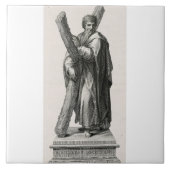 Standbeeld van Sint-Andreas Apostel met kruis Tegeltje (Voorkant)