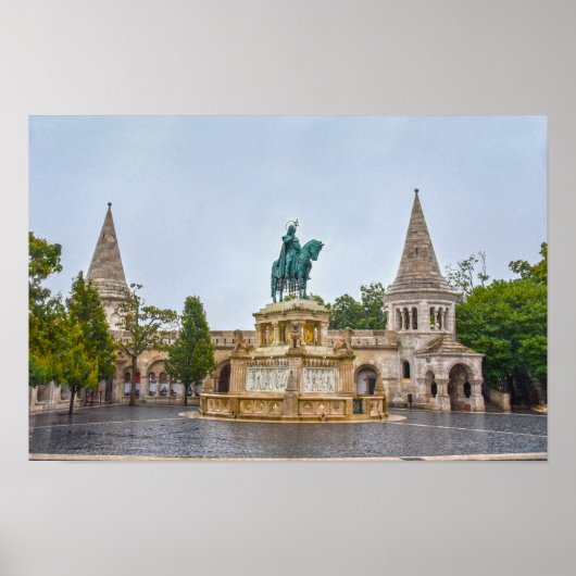 Standbeeld van Sint-Stefanus, Boedapest, Hongarije Poster (Voorkant)