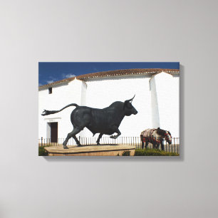 Standbeeld van stier en Spaans paard Canvas Afdruk