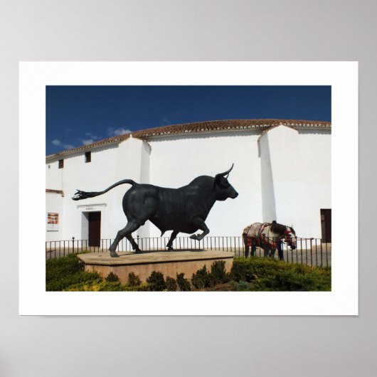 Standbeeld van stier en Spaans paard Poster (Voorkant)