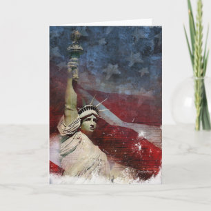 Standbeeld van Vrijheid en Amerikaanse Vlag Kaart