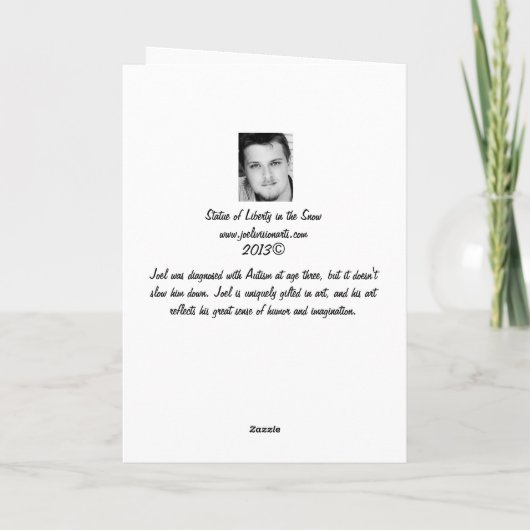 Standbeeld van Vrijheid in de Sneeuw door Joel Feestdagen Kaart (Achterkant)