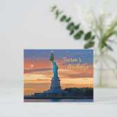 Standbeeld van Vrijheid met Kerstboom Feestdagenkaart (Staand voorkant)