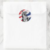 Standbeeld van Vrijheid Stripes Patriottisch Ronde Sticker (Tas)