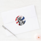 Standbeeld van Vrijheid Stripes Patriottisch Ronde Sticker (Envelop)