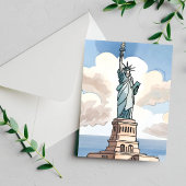 Standbeeld van Vrijheid | Waterverf Landmark Briefkaart