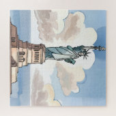 Standbeeld van Vrijheid | Waterverf Landmark Legpuzzel (Horizontaal)