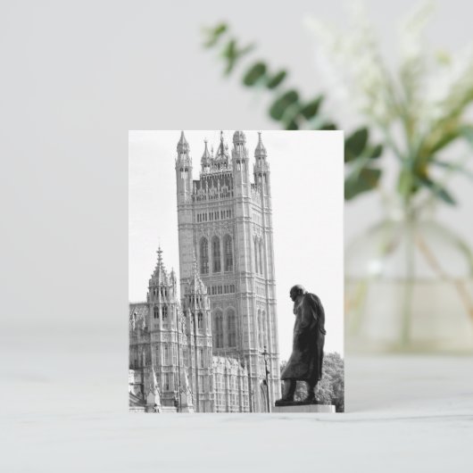 standbeeld van Winston Churchill in Londen Briefkaart (Staand voorkant)