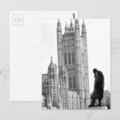 standbeeld van Winston Churchill in Londen Briefkaart (Voorkant / Achterkant)
