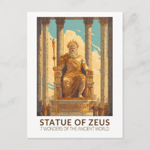 Standbeeld van Zeus Zeven Wereldwonderen Vintage Briefkaart