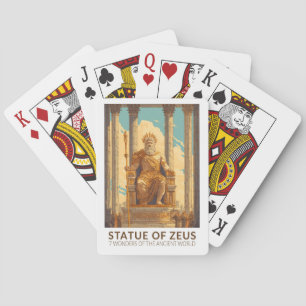 Standbeeld van Zeus Zeven Wereldwonderen Vintage Pokerkaarten