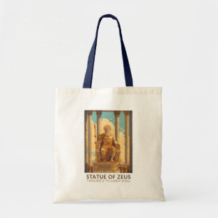 Standbeeld van Zeus Zeven Wereldwonderen Vintage Tote Bag