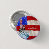 Standbeeld Vrijheid Ronde Button 3,2 Cm (Voorkant /achterkant)