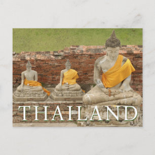 Standbeelden van zittende Boeddha's   Ayutthaya, T Briefkaart