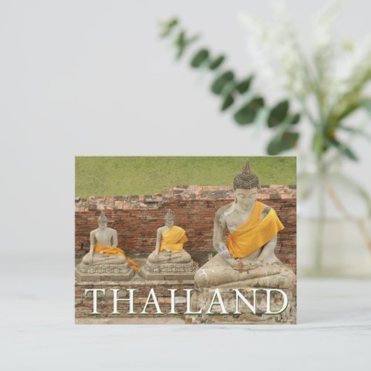 Standbeelden van zittende Boeddha's | Ayutthaya, T Briefkaart (Staand voorkant)