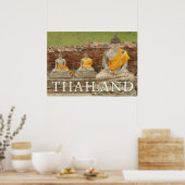 Standbeelden van zittende Boeddha's | Ayutthaya, T Poster (Keuken)