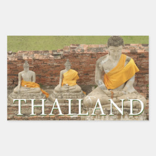 Standbeelden van zittende Boeddha's Ayutthaya, T Rechthoekige Sticker