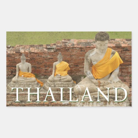 Standbeelden van zittende Boeddha's | Ayutthaya, T Rechthoekige Sticker (Voorkant)