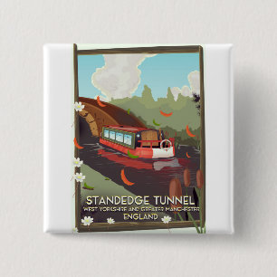 Standedge tunnel UK kanaal reizen poster. Vierkante Button 5,1 Cm