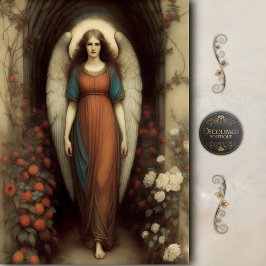 Standing Archway Angel Floral Garden Decoupage Tissuepapier